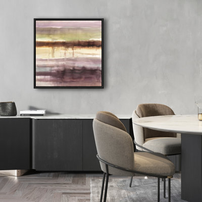 Illustrative Brown Bathroom Framed Canvas - Stripes Home Decor
