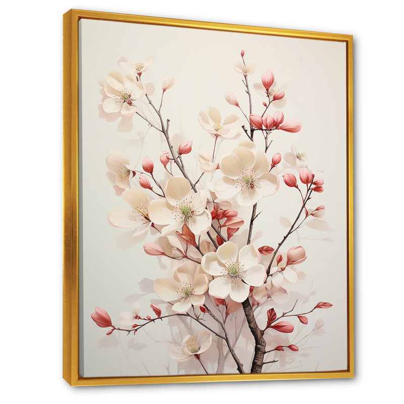Cornouiller blanc Blossom Harmony III - impression, Cadre flottant doré, H 20 po x l 12 po x P 1 po