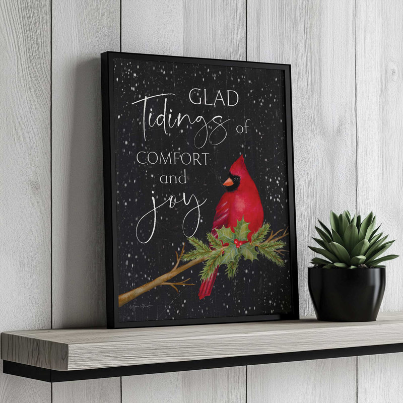 «Comfort and Joy Cardinal» par Annie Lapoint, reproduction d'art, L 24 po x H 32 po, Noir, Impression encadrée