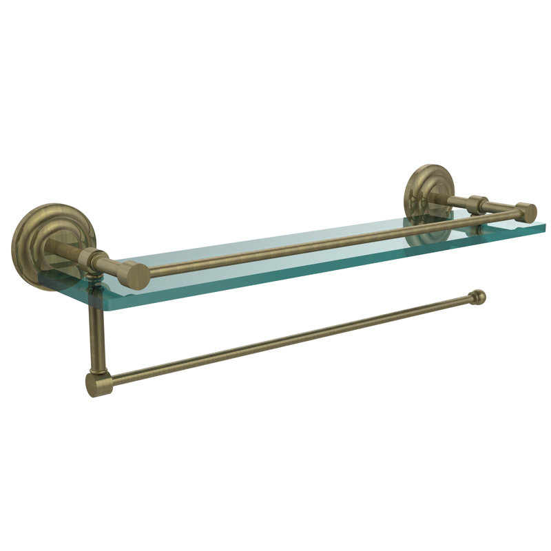Meira Bracket Shelf with Towel Bar, 5'' H x 16'' W x 5'' D, Antique Brass
