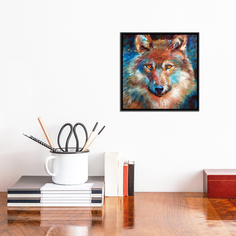 «Timber Wolf Abstract», reproduction sur toile, H 18 po x l 18 po x P 1,5 po, Toile avec cadre noir, Pas de tapis