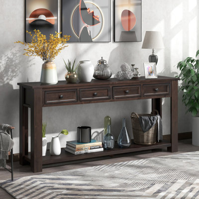 Hayden Rustic Console Table with Storage Drawers and Lower Shelf by NFusion