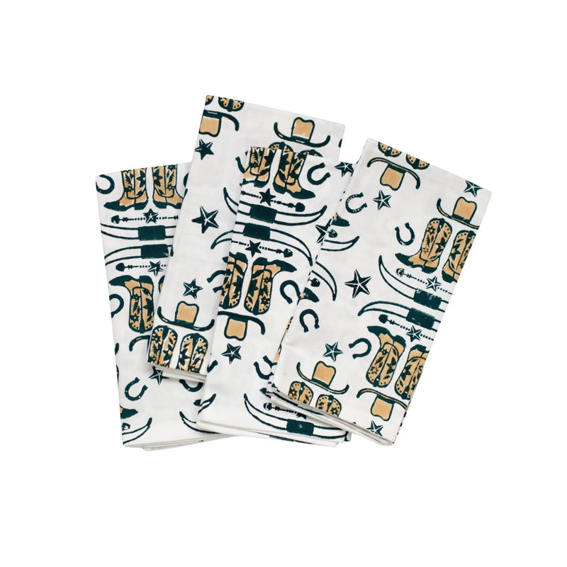 Serviette S / 4 ivoire biologique - Cow-Girl, minuit