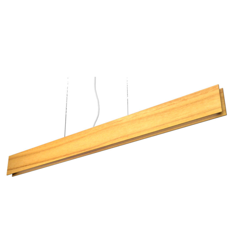 1 - Light LED Pendant, Teak, 4.29" H x 49.53" W x 1.56" D