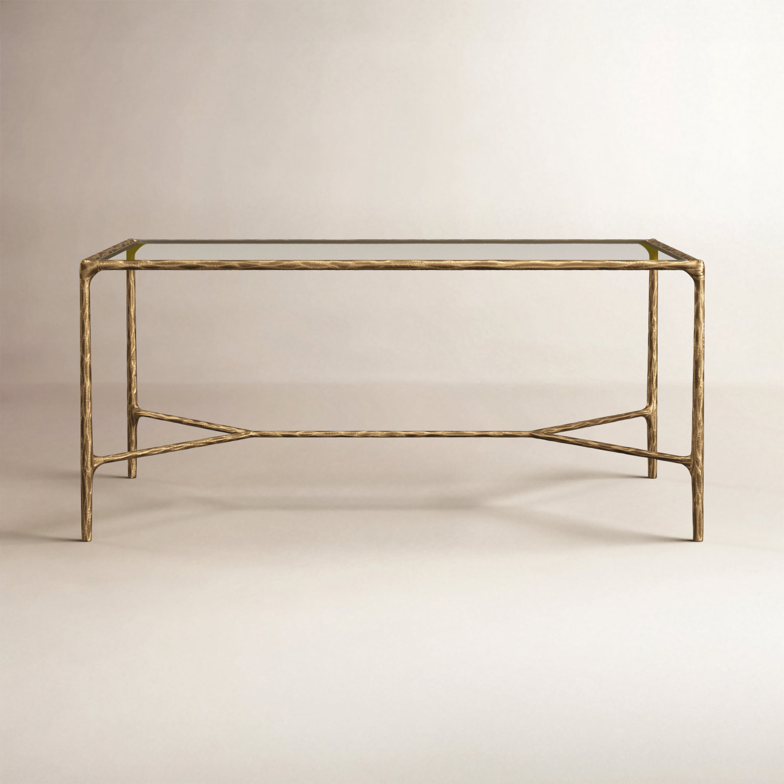 Evelynn 4 Legs Coffee Table, Brass, Clear