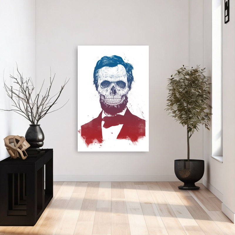Affiche murale patriotique contemporaine représentant le crâne de Lincoln, H 48 po x l 32 po