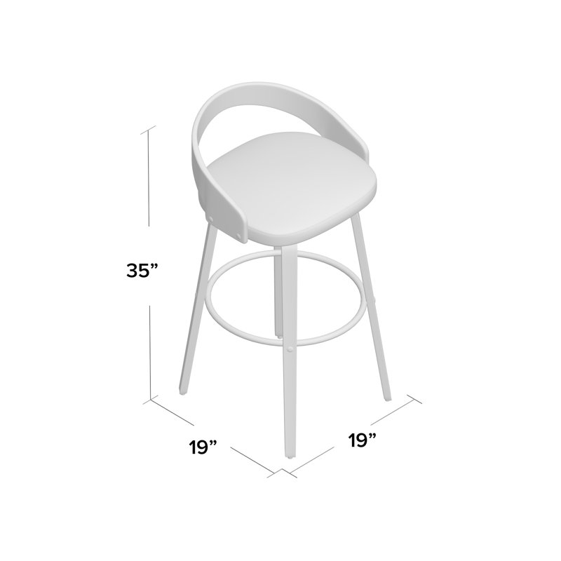 Swivel Upholstered Counter Stool with Solid Wood Frame, Grey, 76.2cm