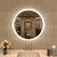 Round Frameless LED Light Anti-Fog Wall Bathroom Vanity Mirror In Polished Crystal-393169338