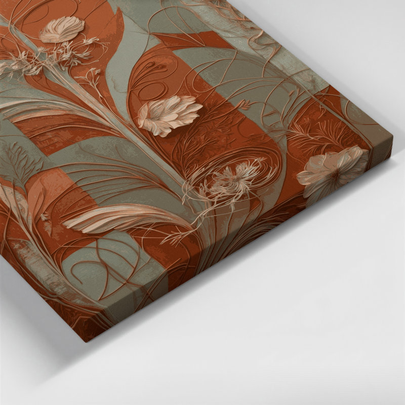 «Abstract Florals 13», art mural sur toile brune, H 14 po x l 11 po
