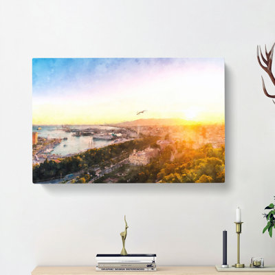 Malaga Skyline In Spain - Wrapped Canvas