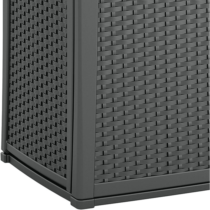 Cool Gray Lockable Wicker Plastic Outdoor 2-Door Cabinet