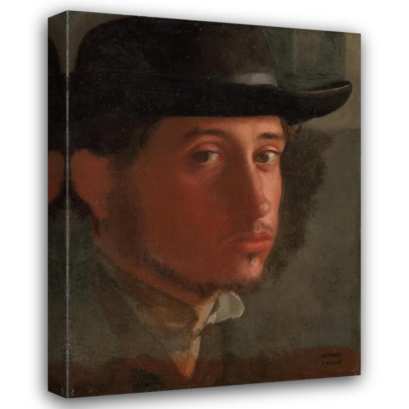 "Autoportrait" par Edgar Degas - Art sur toile tendue avec châssis, H 24 po x l 17 po