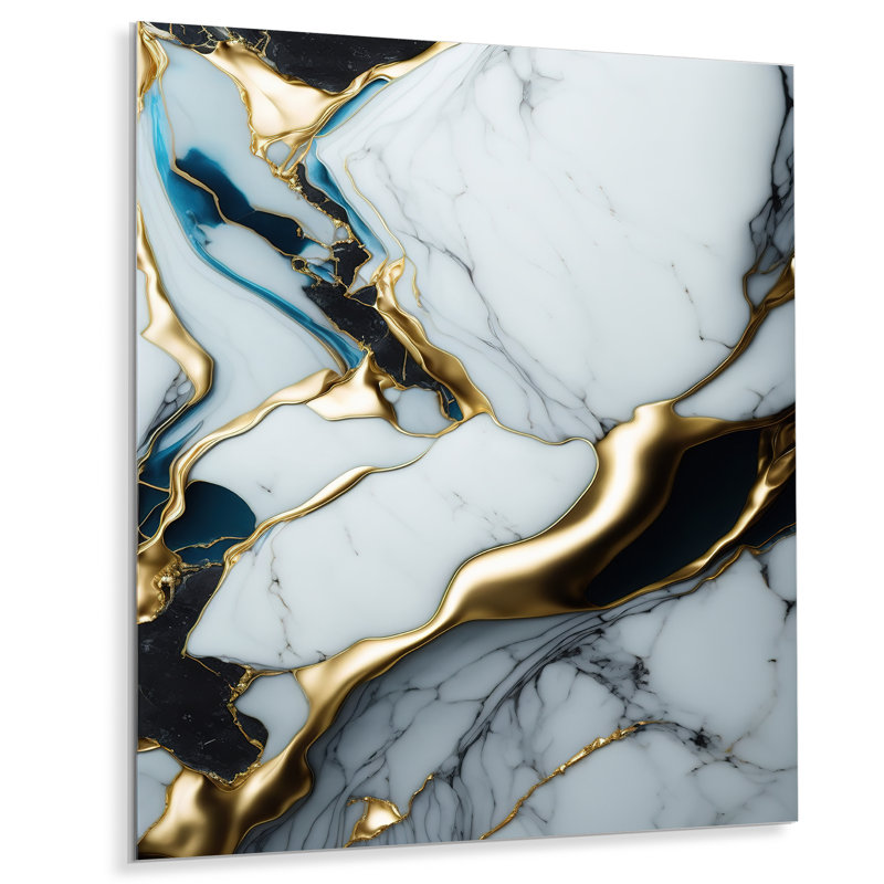 - Décoration murale abstraite en métal marbré, H 20 po x l 12 po