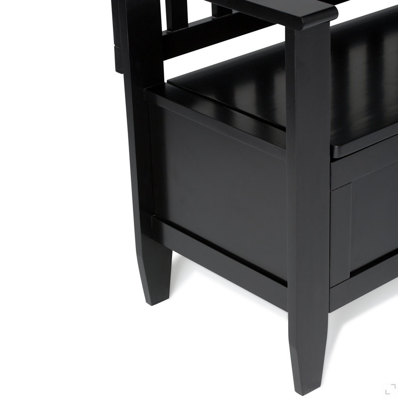Wooden Storage Bench With Backrest, Black