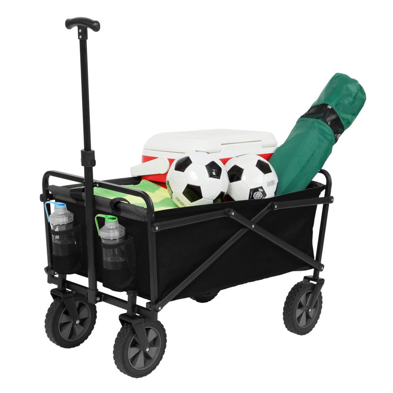 Chariot de jardin en acier pliable pour l'extérieur de capacité 150lb, Noir