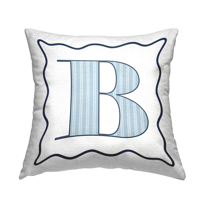 Coussin décoratif à pois bleu lettre intérieur / extérieur, B