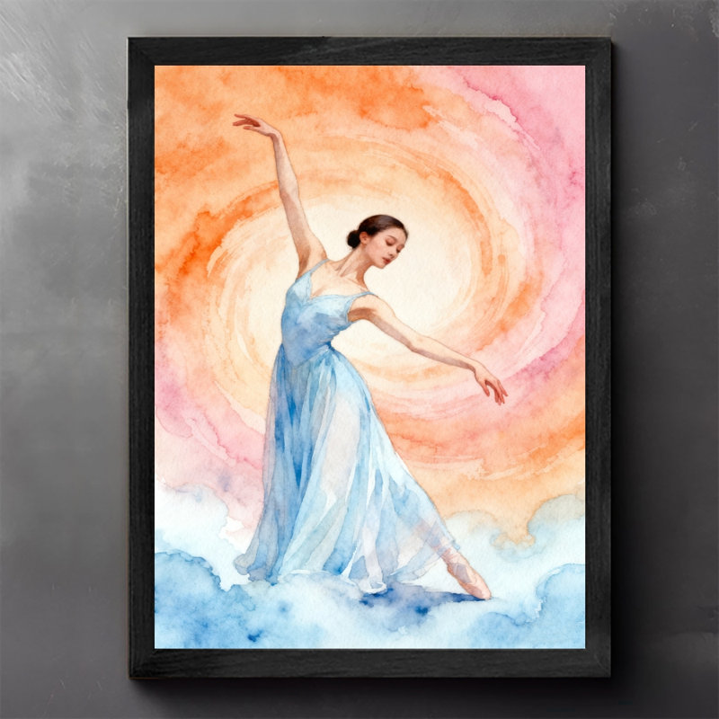 Art encadré noir, une danseuse de ballet élégante et dynamique, impressions encadrées de style rétro, H 11 po x l 9 po