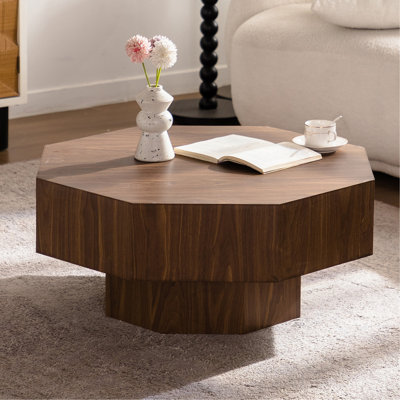 Table basse en bois de forme octogonale pour le salon convenant à la chambre à coucher, au salon et au bureau
