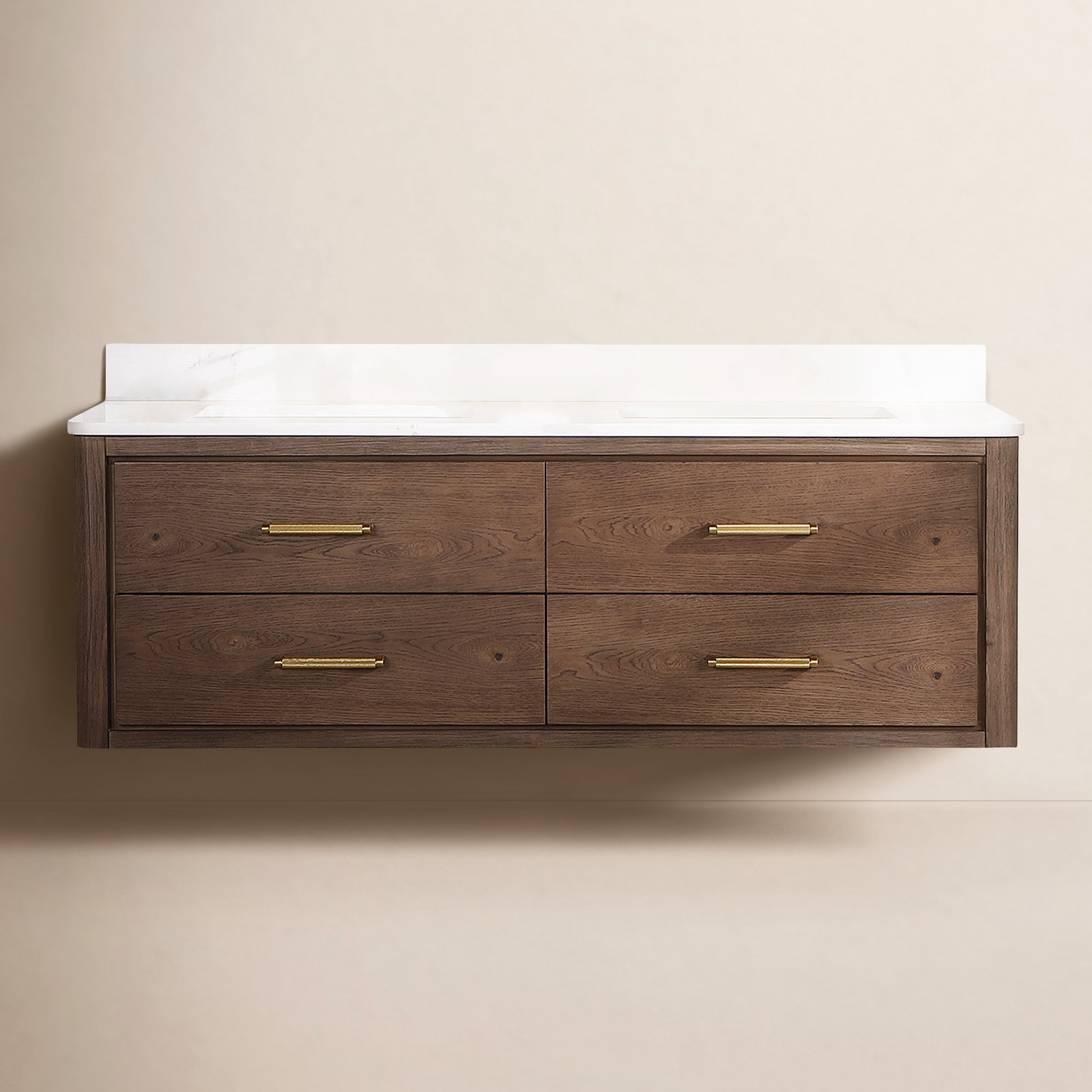 Cristo 60'' Double Bathroom Vanity, Dark Brown Oak