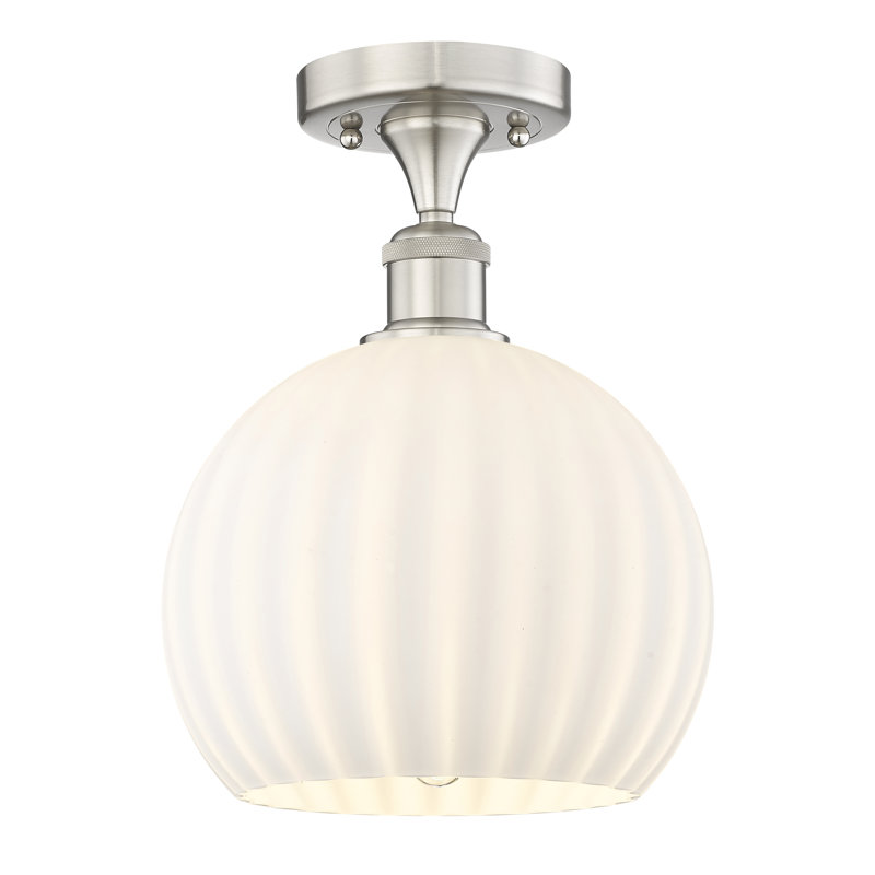 Edison - Adriao - 1 Light Semi-Flush Mount - Adriao Shade, 11.88" H x 10" W x 10" D, Brushed Satin Nickel