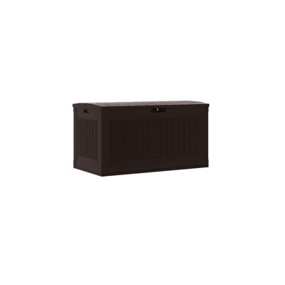 Large Resin Outdoor Deck Box – Pad-Lockable Lid, Modern Bench-Style Storage For Cushions, Garden Tools, And Patio Essentials, Java