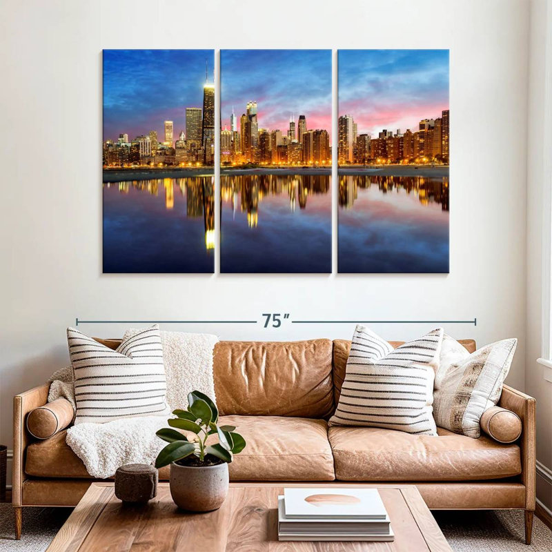 Hannes, lumières de l'horizon de Chicago, H 42 po x l 65 po