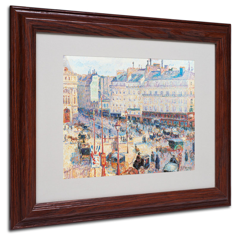 « place du havre 1893 » par camille pissarro mat, reproduction d’art encadrée, H 11 po x l 14 po x P 0,5 po, Brun