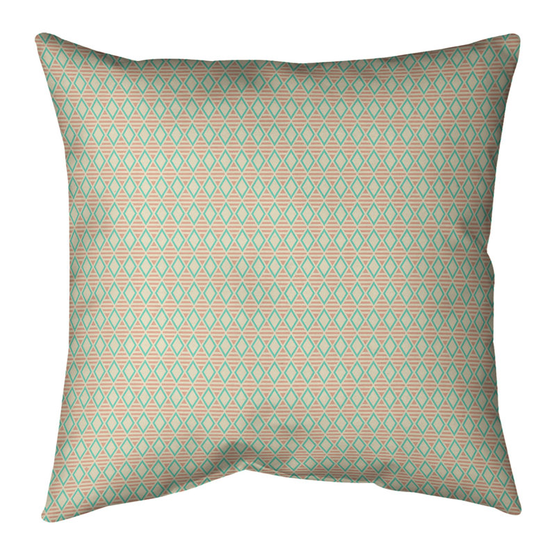 Coussin Katelyn Elizabeth, 26 po x 26 po, Pas de bourre, Sarcelle / orange