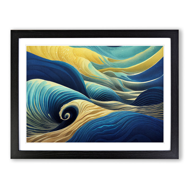 XH1022-8739X Surrealistic Ocean Wave Vol.3 Abstract - Single Picture Frame Print, Black, 34cm H x 46cm W x 2cm D