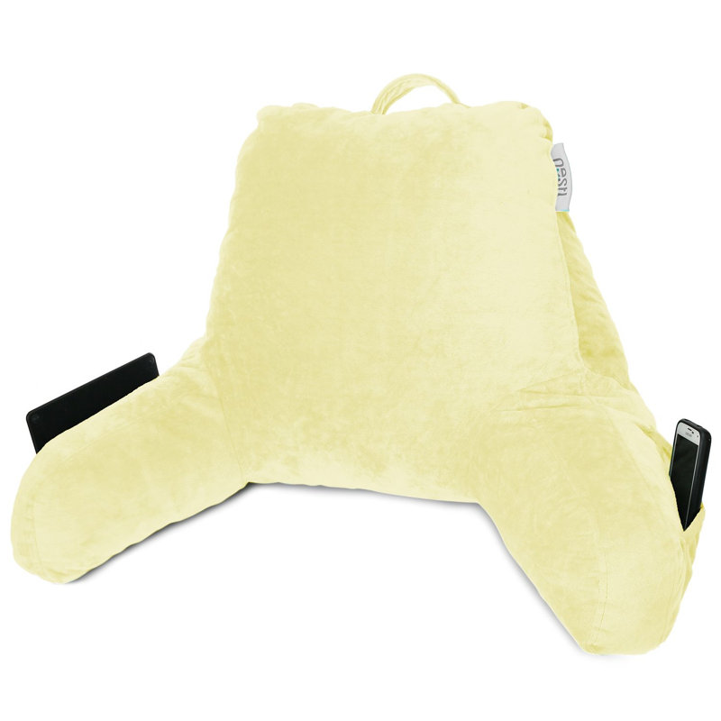 Nestl Reading Back Pillow For Reading & Bed Rest, Ivory, 14" H x 13" W x 8.5" D