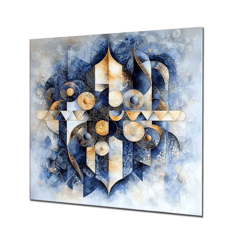 Celestial Balance Of Geometric Ink II - Abstract Metal Wall Art, Geometric Metal Print, 29" H x 29" W x 0.84" D