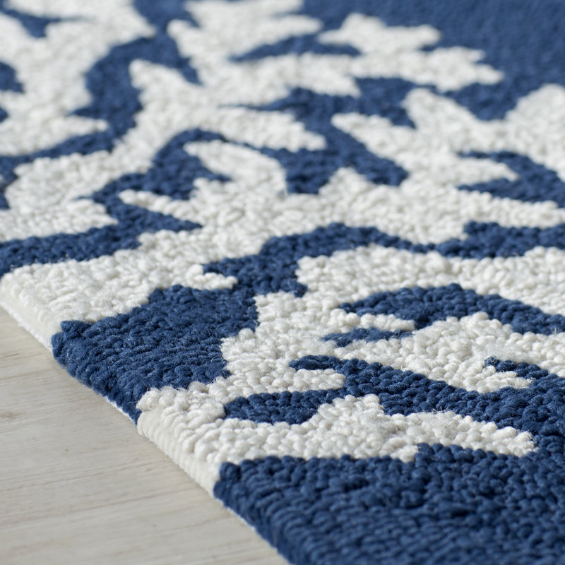Tapis crocheté à la main bleu marine Cline, Rectangle 2 pi x 3 pi