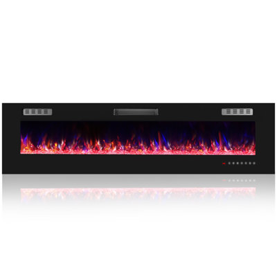 72" Electric Fireplace with 12 Color Flame - Recessed/Wall Mount, Remote Control