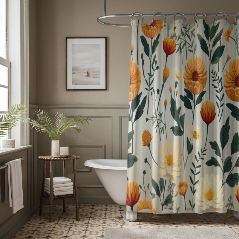 Marigold Charm - Premium Shower Curtain, 74"H x 71"W