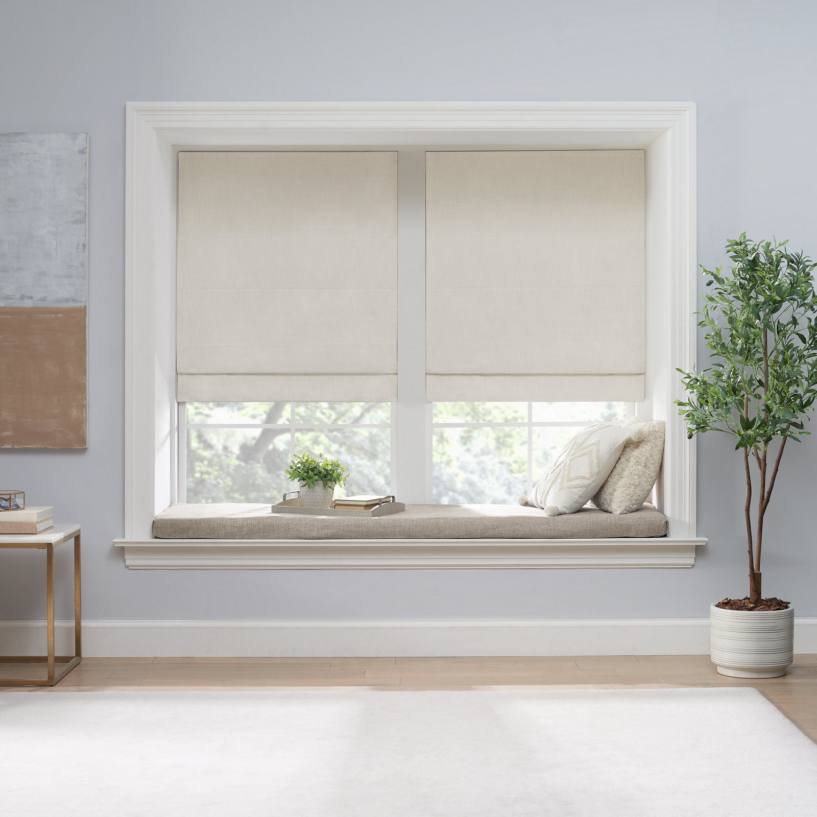 Eclipse Drew Blackout Roman Shade, 35"W x 64"L, Ivory