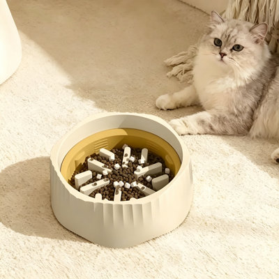 Bol 2-en-1 d'alimentation rapide et lent pour animaux de compagnie, bol anti-starter avec base antidérapante pour chats et chiens