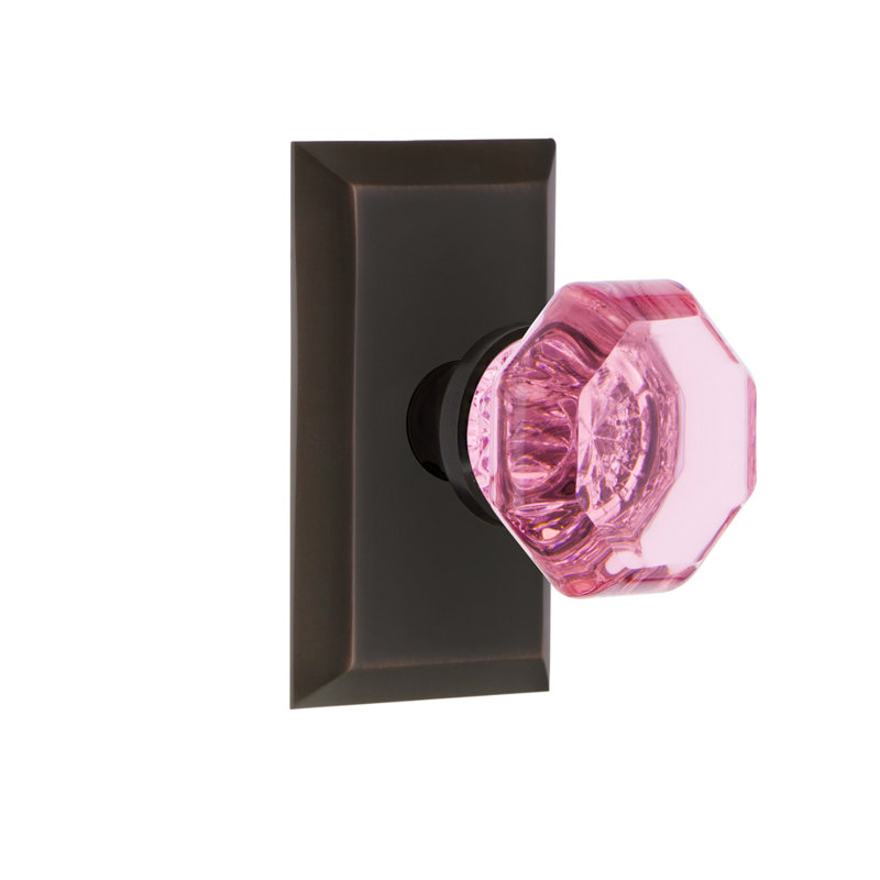 Plaque Studio avec bouton de porte Waldorf rose, 2 3/8 po, Bronze intemporel