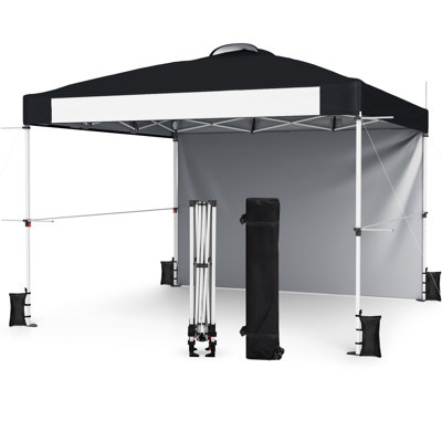 10' x 10' Instant Pop-up Canopy with Sidewall, Roller Bag, Hanging Crossbars