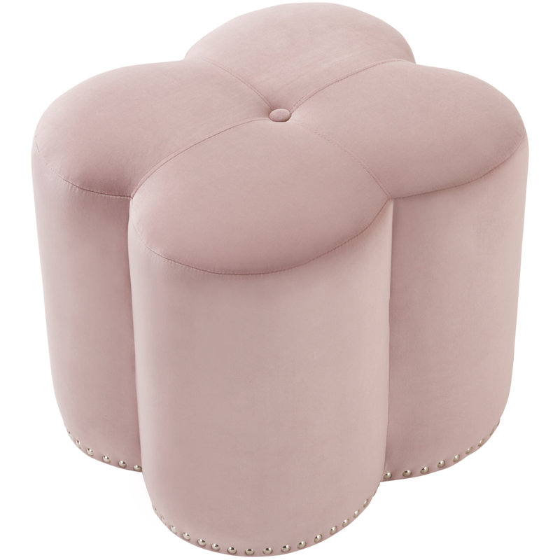 Clovis Velvet Pouf, Pink Velvet