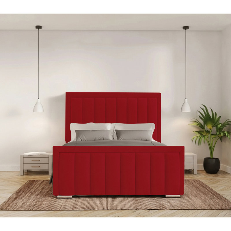 Yatton Upholstered Bed, Small Double (4'), Red