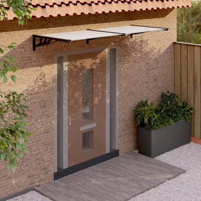Auvent de porte Vidaxl en polycarbonate noir et transparent