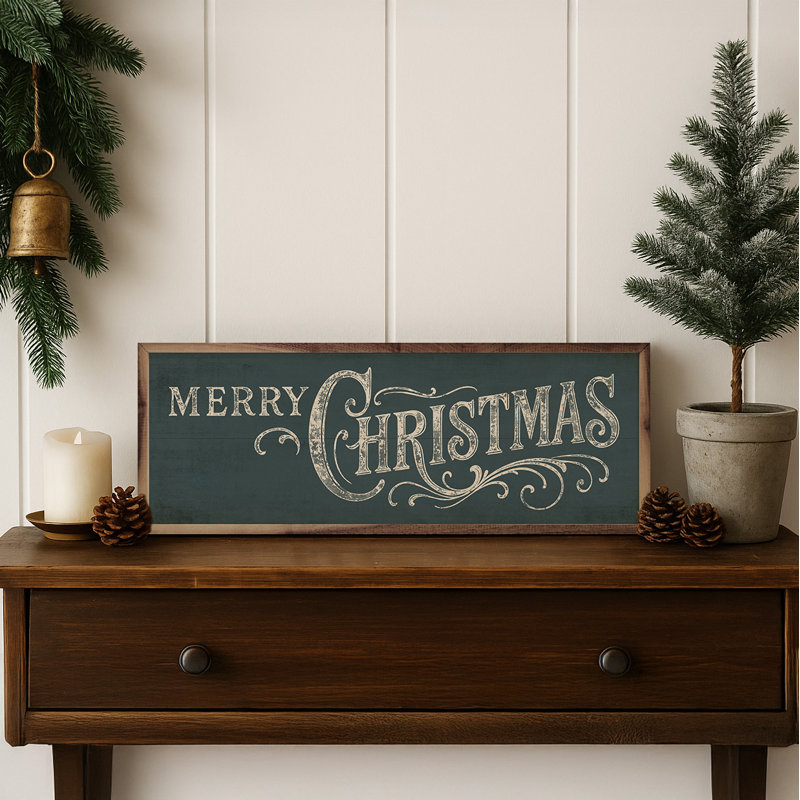 Joyeux Noël orné, 48" H x 16" W, Bleu