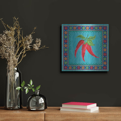 Art mural en métal luxueux, lot de 12 po x 12 po «Fargo Caliente 1» par Farida Zaman