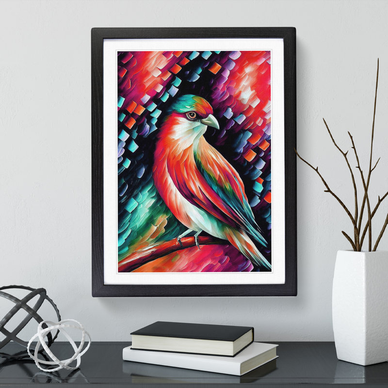 Bird Portrait No.4 - Print, 66cm H x 48cm W x 2cm D, Black Framed, White