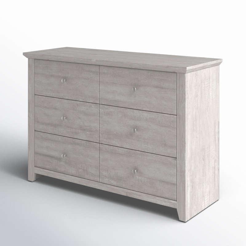 Commode double Tevrat à 6 tiroirs, Chêne gris cendré