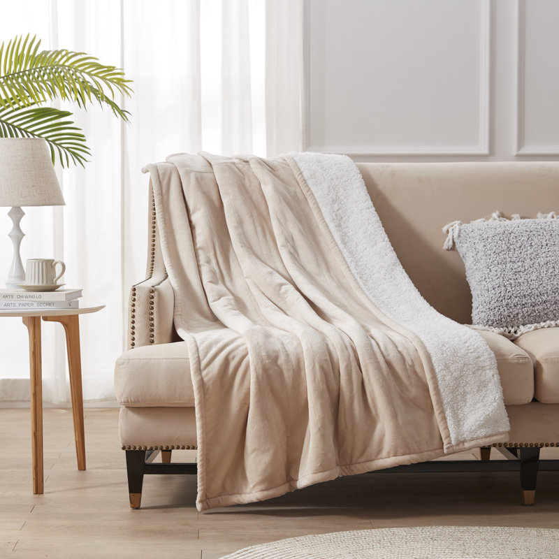 Westerhouse couverture électrique en flanelle à Sherpa, Beige, L 62 po x L 84 po