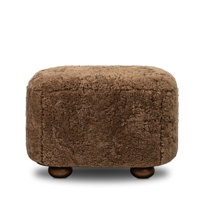 Hofman Ottoman-Taupe Shearling, Terra Brown Parawood, Amber Genuine Fur