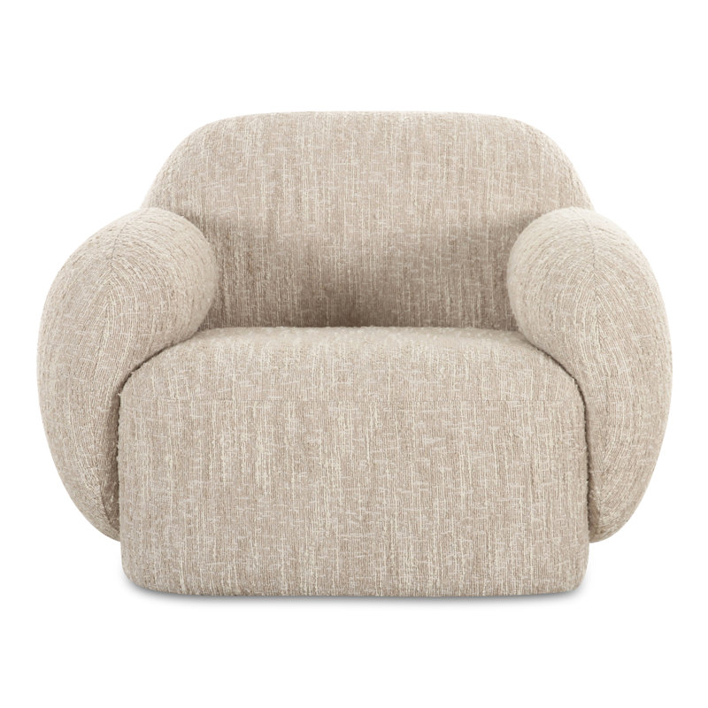 Mikah Upholstered Lounge Chair, Bouclé blanc cassé