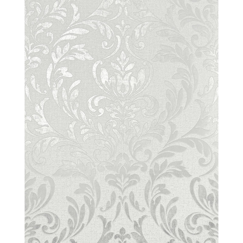Azara Damask Luxury Textured Vinyl Damask Wallpaper, Light Grey