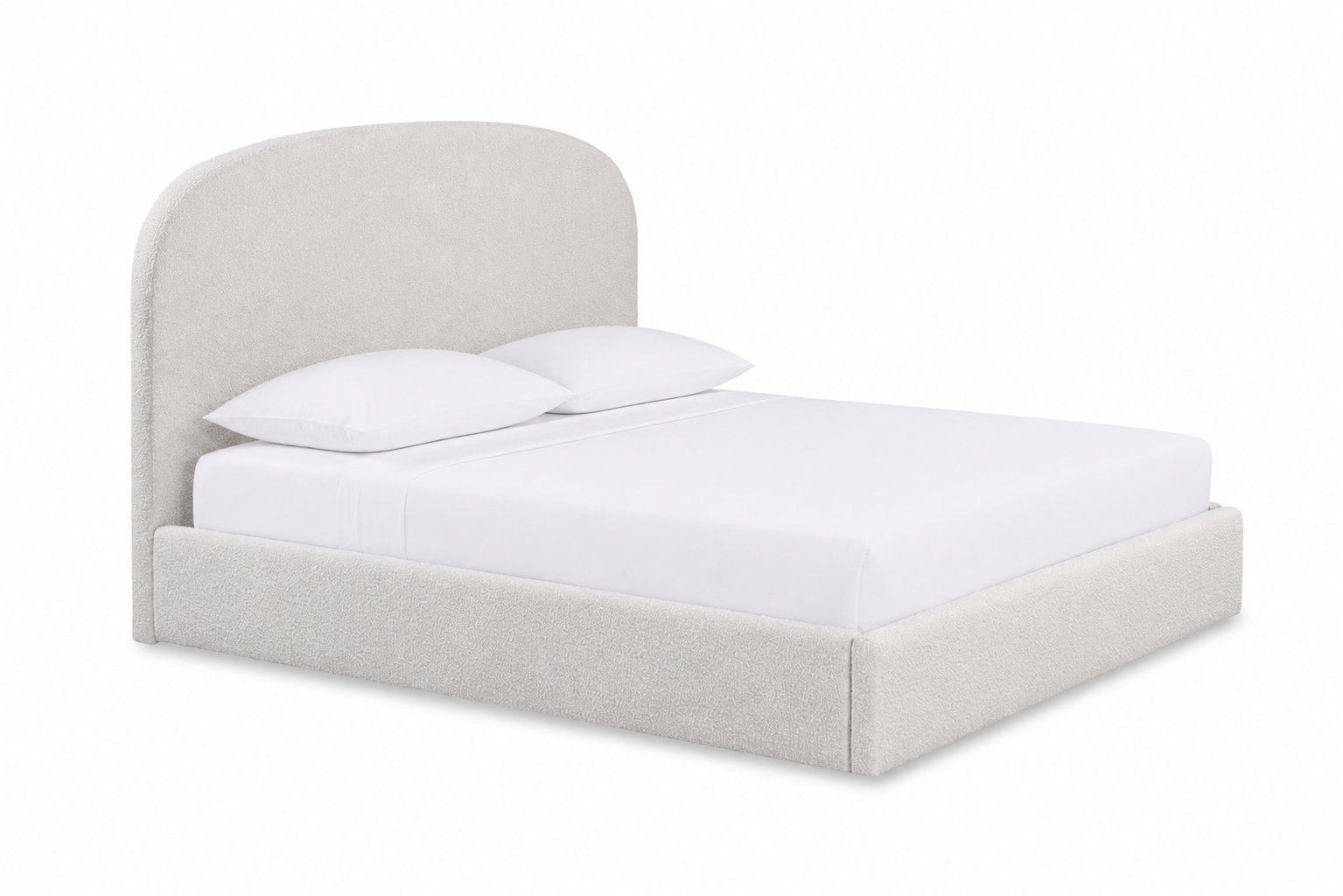 Nordic Upholstered Round Bed, Ivory Boucle, King